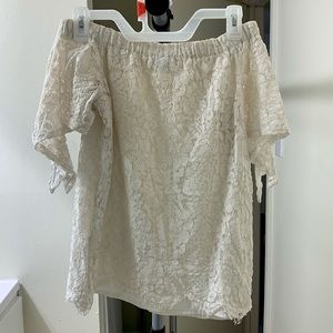 Miss Chievous | Off-Shoulder White Lace Top | Size: S